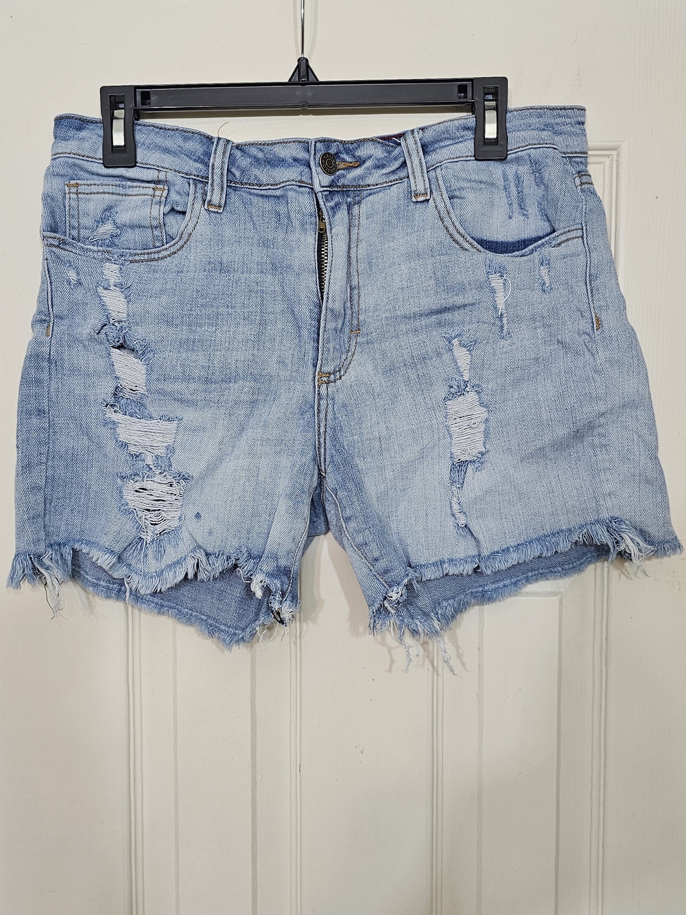 Cello Light Wash Distressed Denim Shorts